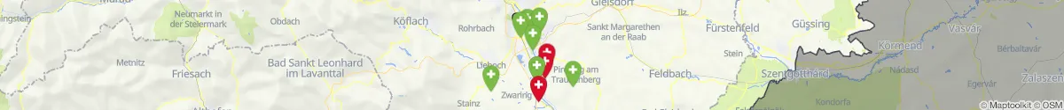 Kartenansicht für Apotheken-Notdienste in der Nähe von Kalsdorf bei Graz (Graz-Umgebung, Steiermark)